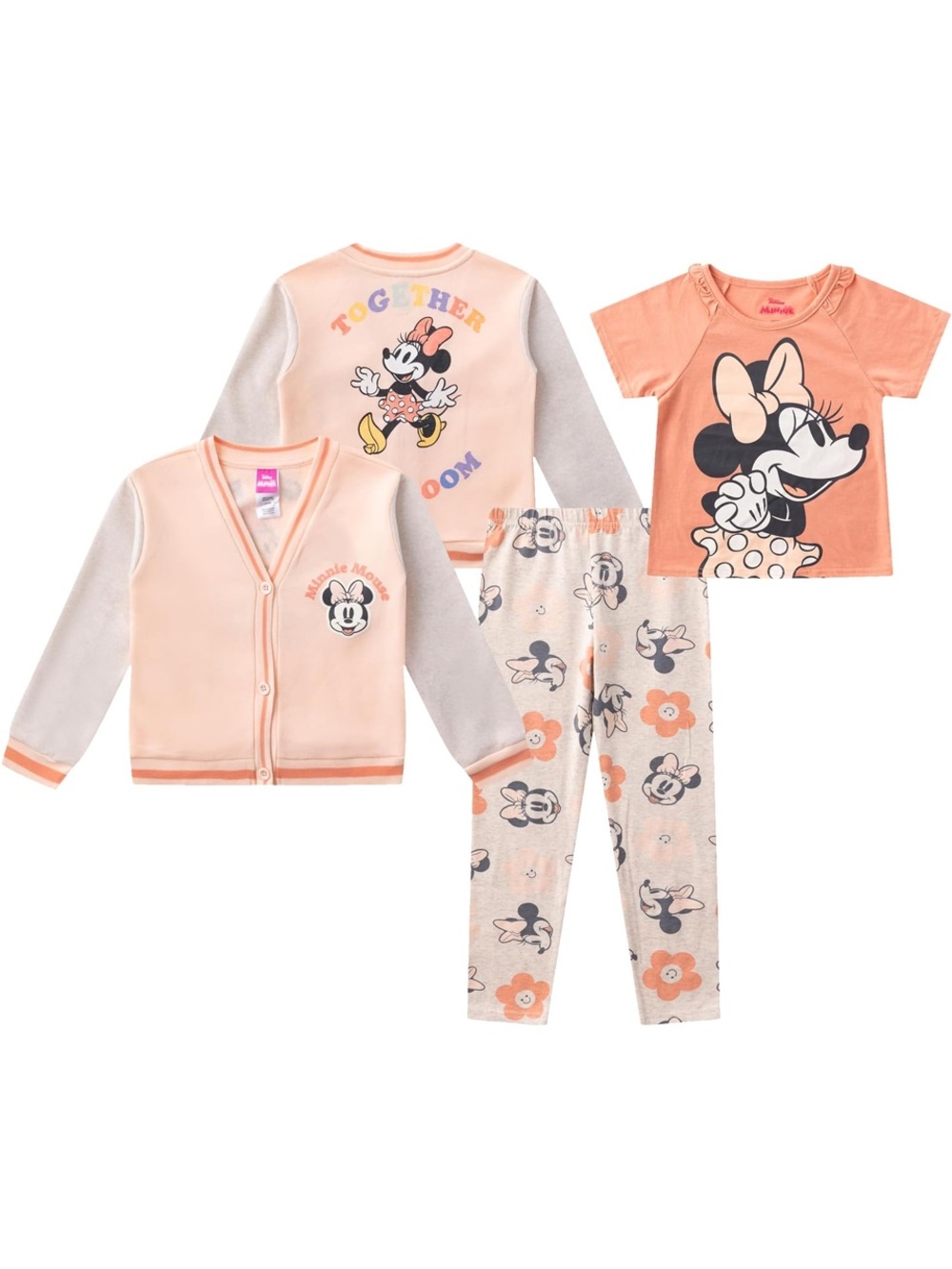 Disney Peach and Cream Minnie Mouse 3-Piece Pajama Set